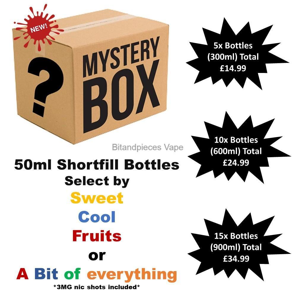 Mystery Box - 300ml 600ml 900ml - Premium Brands - 70VG/30PG | Short Fill E-Liquids mystery box company