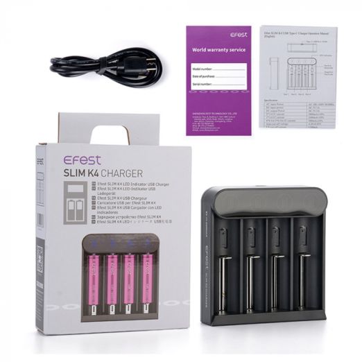 Efest | SLIM K4 USB-C Intelligent Battery Charger | 4 Battery