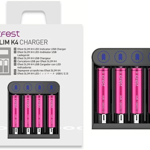 Efest | SLIM K4 USB-C Intelligent Battery Charger | 4 Battery